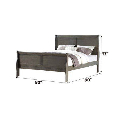Louis Philippe Gray Wood Frame King Panel Bed with Low Profile Footboard