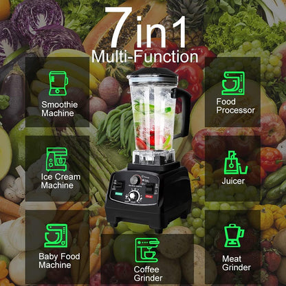 Professional High-Power Blender, 2200W High-Speed 30000 RPM with Built-In Timer, 70 Oz Capacity for Smoothies, Ice Crushing, Frozen Desserts, and Fish Preparation