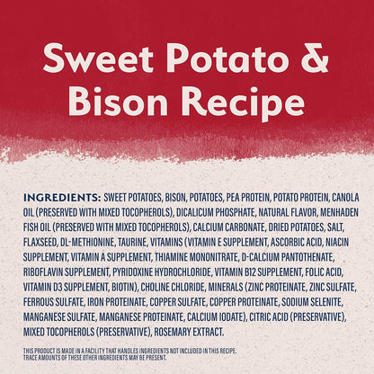 Limited Ingredient Adult Grain-Free Dry Dog Food, Reserve Sweet Potato & Bision Recipe, 4 lb