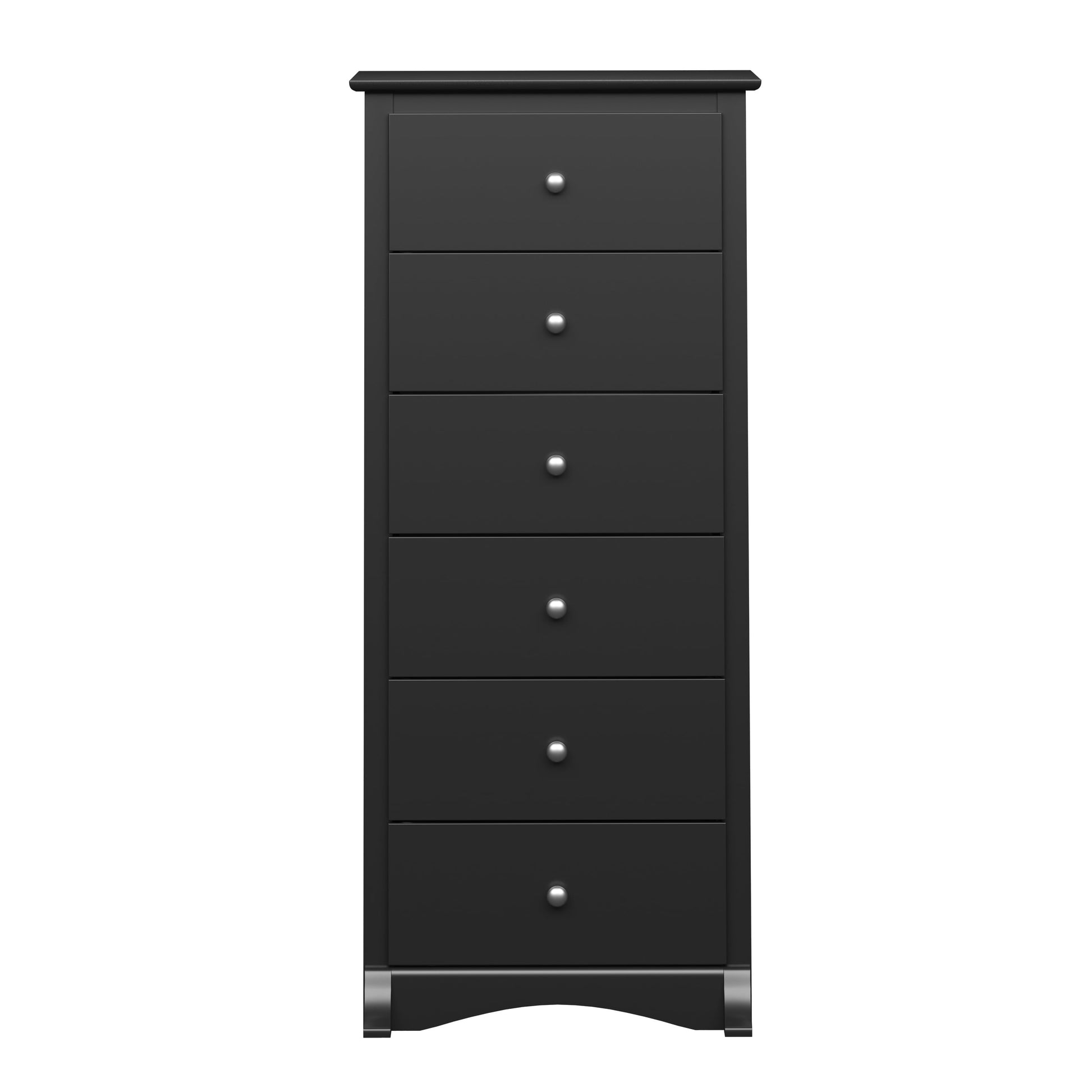 Sonoma 6-Drawer Wooden Dresser Chest, 19" x 23.25" x 52.75", Black Finish
