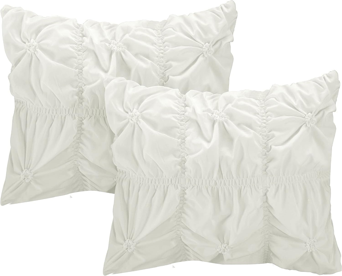 Halpert King Size 6-Piece White Bed in a Bag Comforter Set with Pintuck Pinch Pleat Microfiber Bedding, Including Shams, Bed Skirt, Flat & Fitted Sheets, Pillowcases, and Decorative Pillows