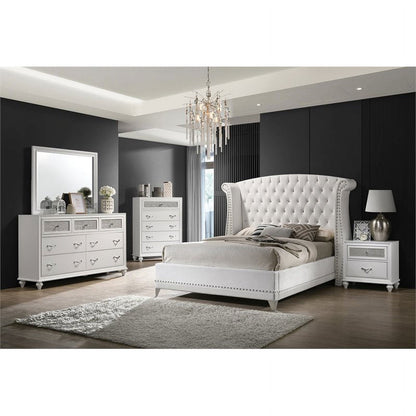 Barzini 5-Piece Glam Upholstered Queen Bedroom Set by  in White