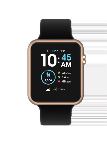 Fusion 3 Unisex Rectangular Smartwatch in Black with Silicone Strap