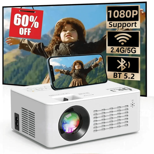 5G WiFi Projector with Bluetooth 5.2, HD 1080P Resolution, Supports Up to 250'' Display with HDMI Connectivity