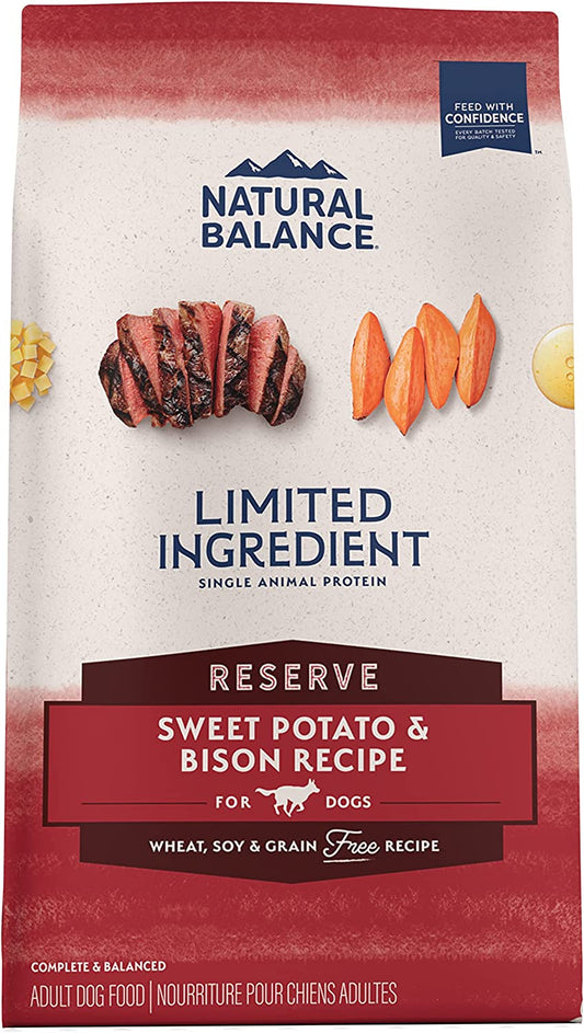 Limited Ingredient Adult Grain-Free Dry Dog Food, Reserve Sweet Potato & Bision Recipe, 4 lb