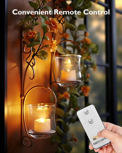 Remote-Controlled Flameless LED Tea Light Candles - Battery Operated Votive Candles for Table, Outdoor, and Home Decor, 12-Pack in Bright Amber