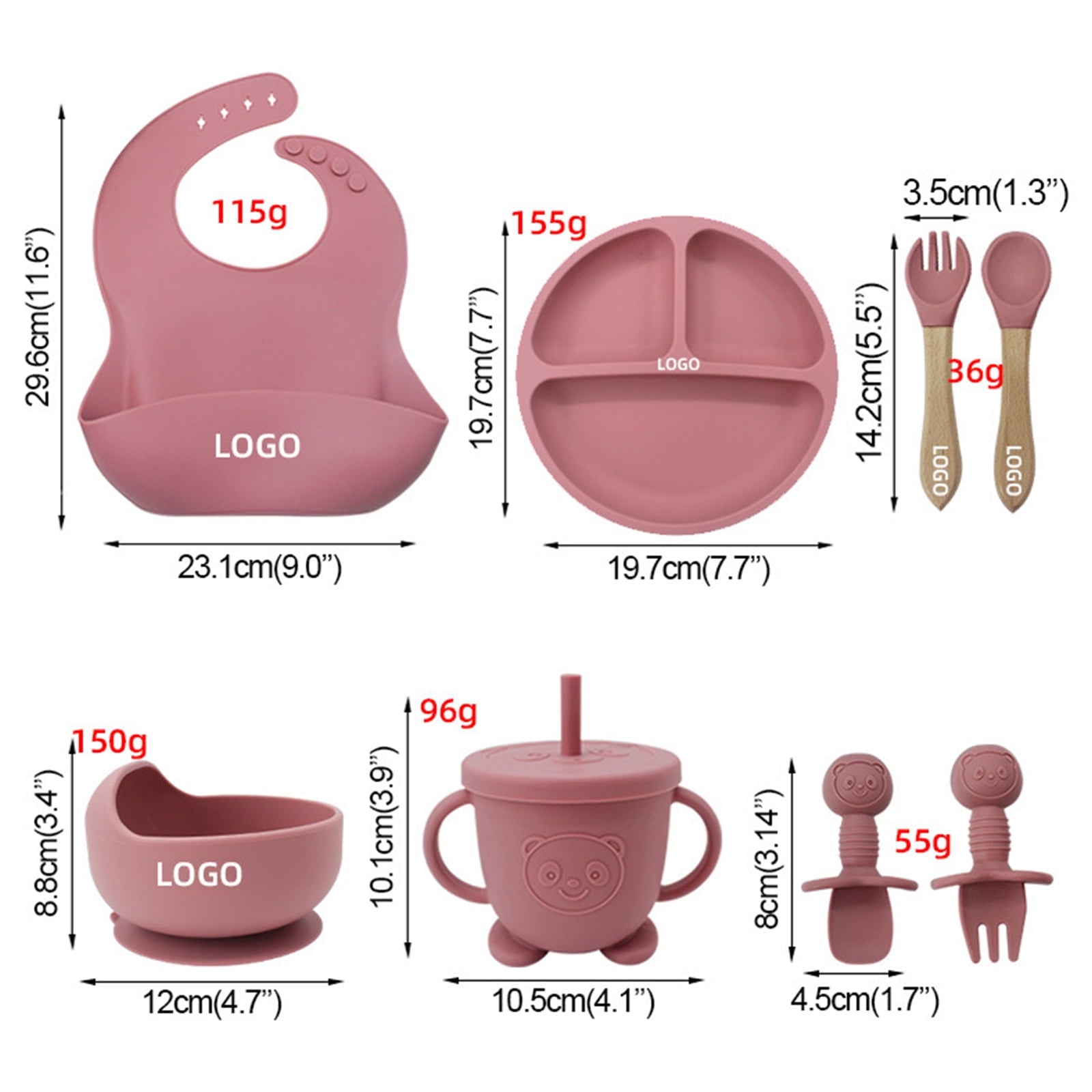 8 PCS Baby Led Weaning Feeding Supplies with Baby Spoon and Fork