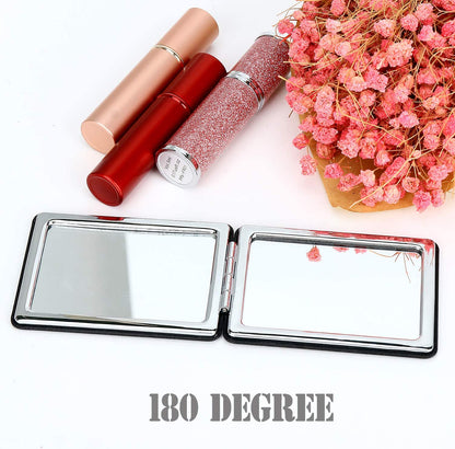 Portable Double-Sided Magnifying Vanity Mirror for Men - Black Travel Makeup Mirror for Handbag or Pocket, Ideal for Daily and Business Use