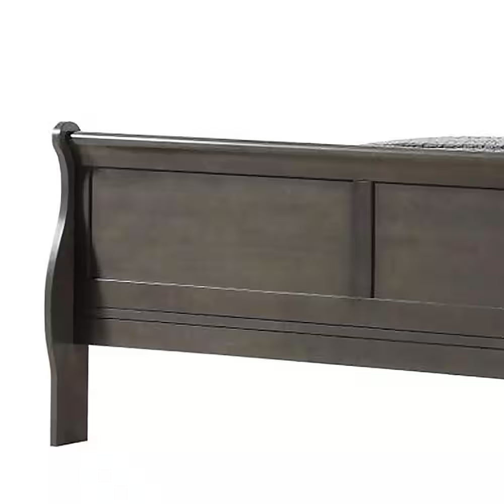 Louis Philippe Gray Wood Frame King Panel Bed with Low Profile Footboard