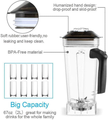 Professional High-Power Blender, 2200W High-Speed 30000 RPM with Built-In Timer, 70 Oz Capacity for Smoothies, Ice Crushing, Frozen Desserts, and Fish Preparation