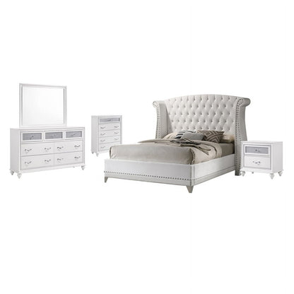 Barzini 5-Piece Glam Upholstered Queen Bedroom Set by  in White