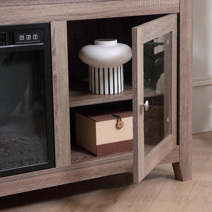Modern Wood TV Stand and Entertainment Center with Storage for TVs up to 65