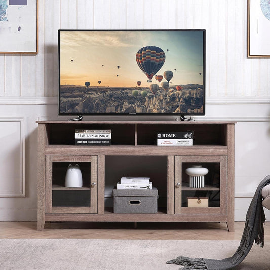 Modern Wood TV Stand and Entertainment Center with Storage for TVs up to 65