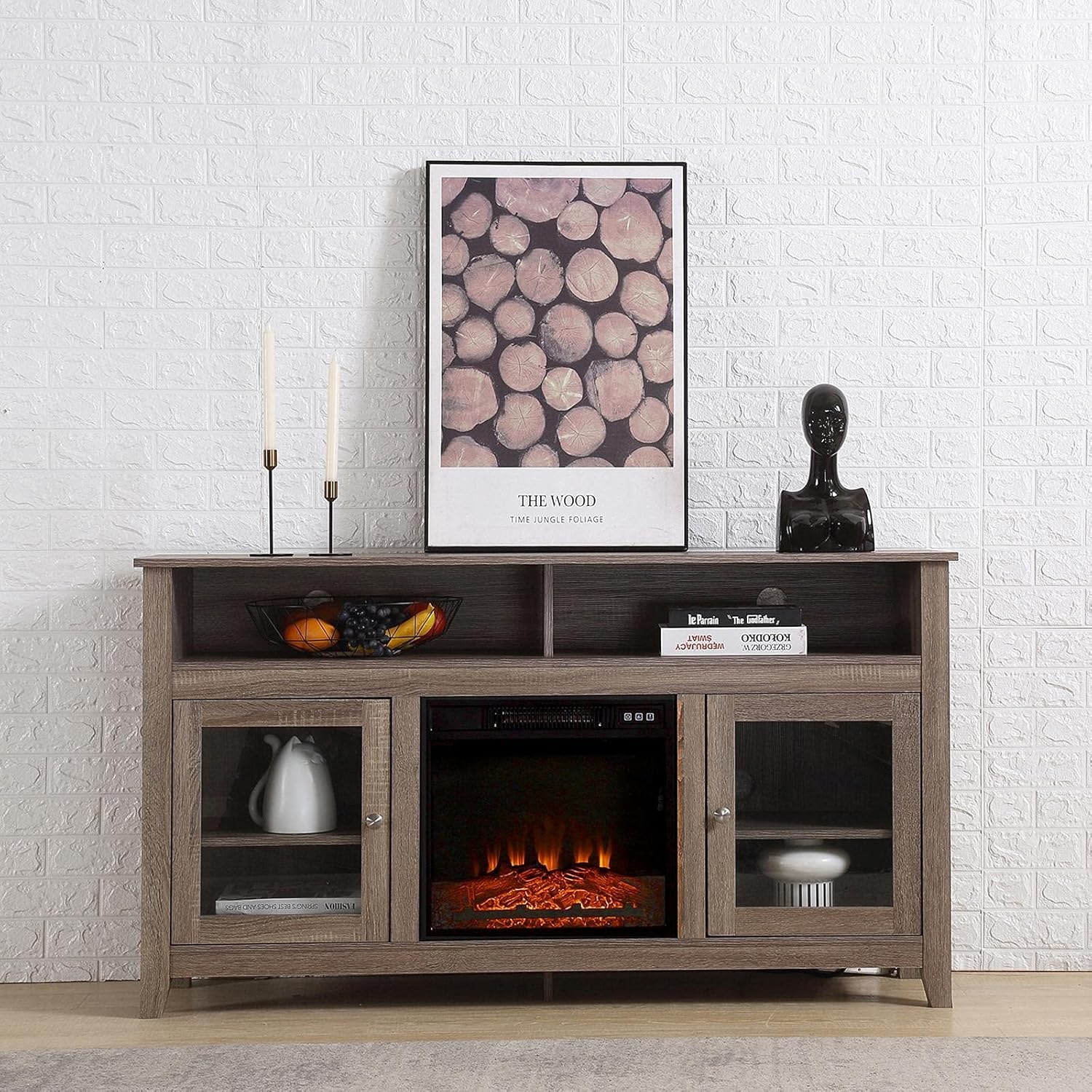 Modern Wood TV Stand and Entertainment Center with Storage for TVs up to 65