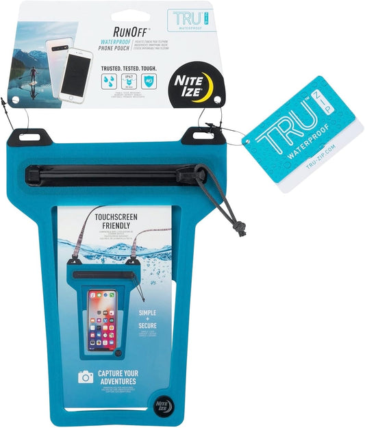 Runoff Waterproof Phone Pouch with Lanyard and Zipper, IP67 Universal Waterproof Case for Iphone 11/11 Pro Max/Xs Max/Xr/X/8/8P Galaxy, Blue (ROPPL-03-R3)