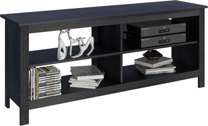 Black TV Stand for 50-Inch Television with Storage Shelves - Versatile Entertainment Center and Media Console for Living Room and Bedroom
