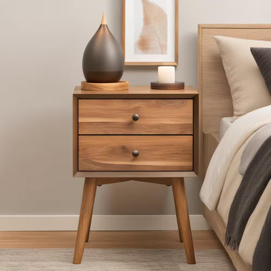 Durable Bedroom 2-Drawer Nightstand
