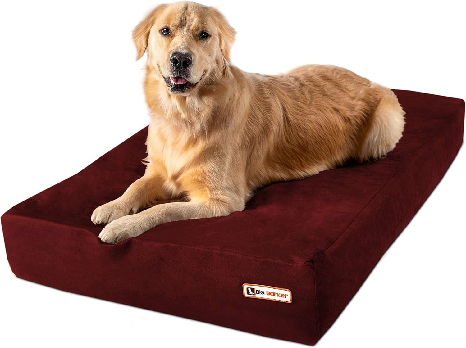 Barker Beds Sleek Dog Bed for Large Sized Dogs (Large, Burgundy) – 7" Thick Soft & Comfortable Orthopedic Cushion – Durable & Washable Microsuede Cover – Made in USA