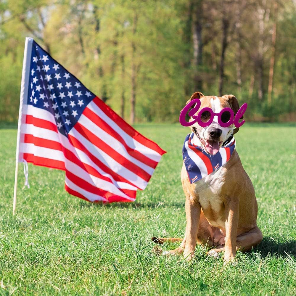 American Flag Dog Bandanas, Multiple Sizes Offered, Triangle Dog Scarf Patriotic 4Th of July Dog Bandanas for Medium Large Dogs (Large, Independence Day-2)