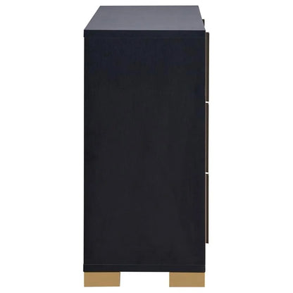Contemporary 4-Piece Black and Gold Wood Queen Bedroom Set by