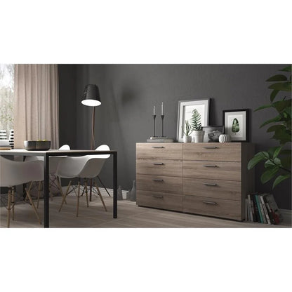 Truffle Finish 4-Piece Bedroom Set with 8-Drawer Dresser, 4-Drawer Chest, and Two 2-Drawer Nightstands