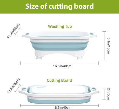 Collapsible Cutting Board and Knife Set by  - Multifunctional Silicone Dish Tub for Vegetable Washing, BBQ Preparation, and RV Accessories