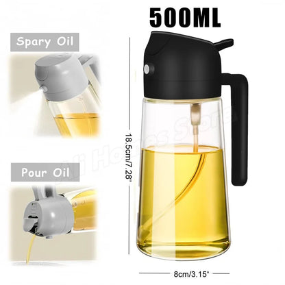 Spray for Olive Oil Dispenser Plastic 2 in 1 Oil Spray&Pour Oil Mister Bottle Cooking BBQ Baking Airfryer 500ML for Oil Bottles