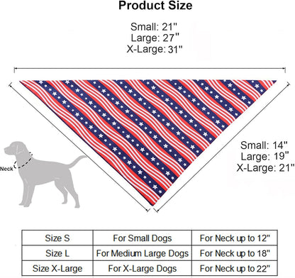 American Flag Dog Bandanas, Multiple Sizes Offered, Triangle Dog Scarf Patriotic 4Th of July Dog Bandanas for Medium Large Dogs (Large, Independence Day-2)