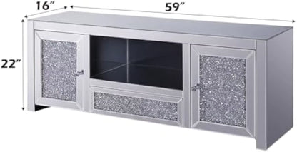 Furniture TV Stand, Mirrored and Faux Diamonds Tv Stand Living Room Furniture Fireplace Tv Stand