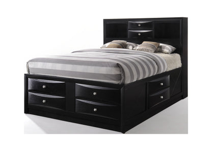 Ireland Full Bed with Storage in Black Rubberwood, Available in Multiple Sizes