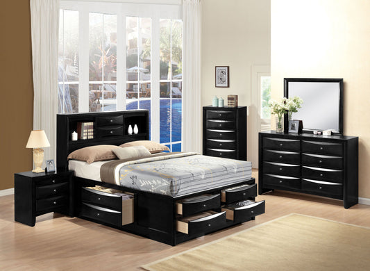 Modern 5-Piece Black Wood King Bedroom Set
