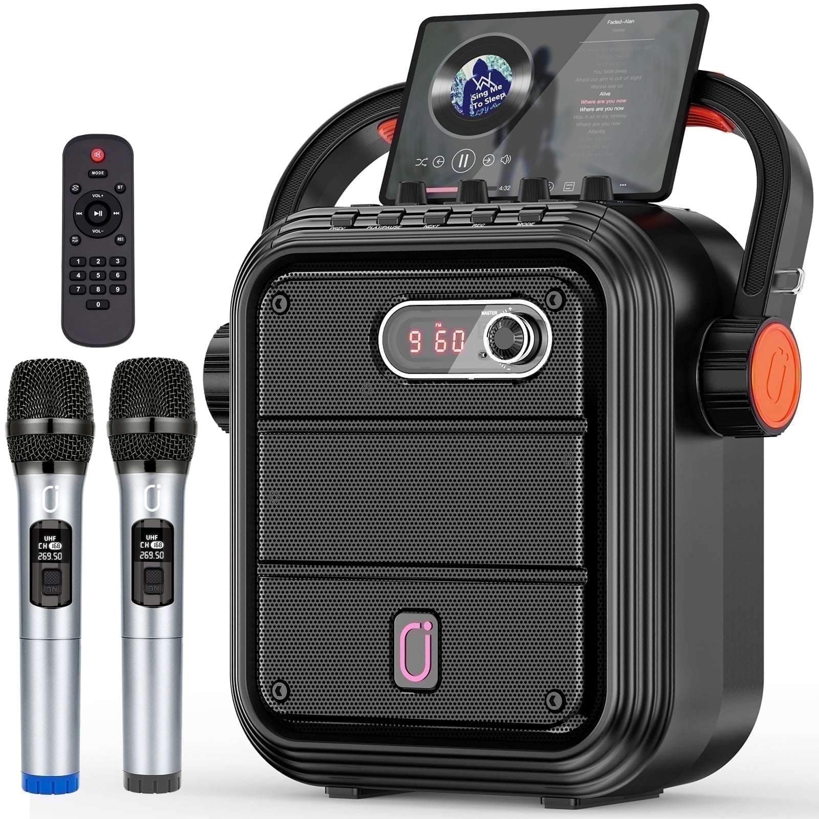 Portable Wireless Speaker with FM Radio with 2 Microphone