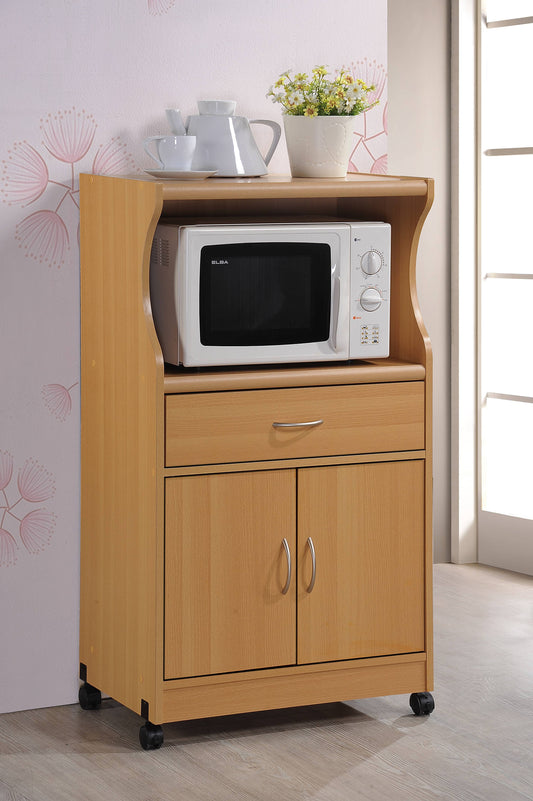 Beech Microwave Kitchen Cart