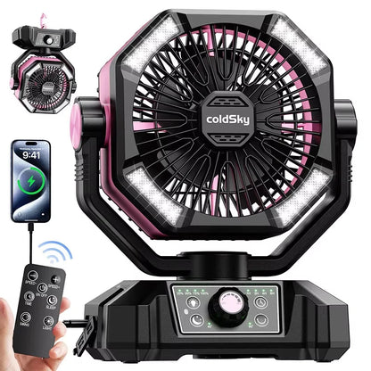 20000Mah Outdoor Fan with 4 LED Lantern 8 Speeds Desk