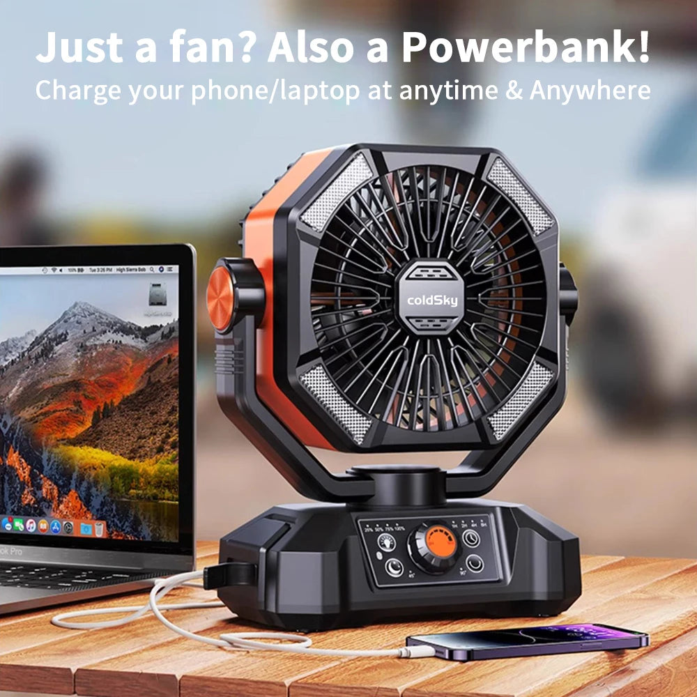 20000Mah Outdoor Fan with 4 LED Lantern 8 Speeds Desk