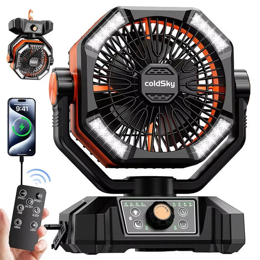 20000Mah Outdoor Fan with 4 LED Lantern 8 Speeds Desk
