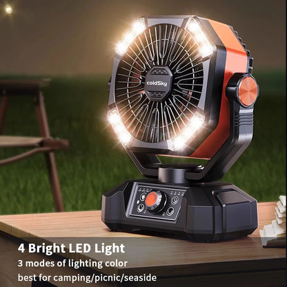20000Mah Outdoor Fan with 4 LED Lantern 8 Speeds Desk