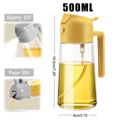 Spray for Olive Oil Dispenser Plastic 2 in 1 Oil Spray&Pour Oil Mister Bottle Cooking BBQ Baking Airfryer 500ML for Oil Bottles