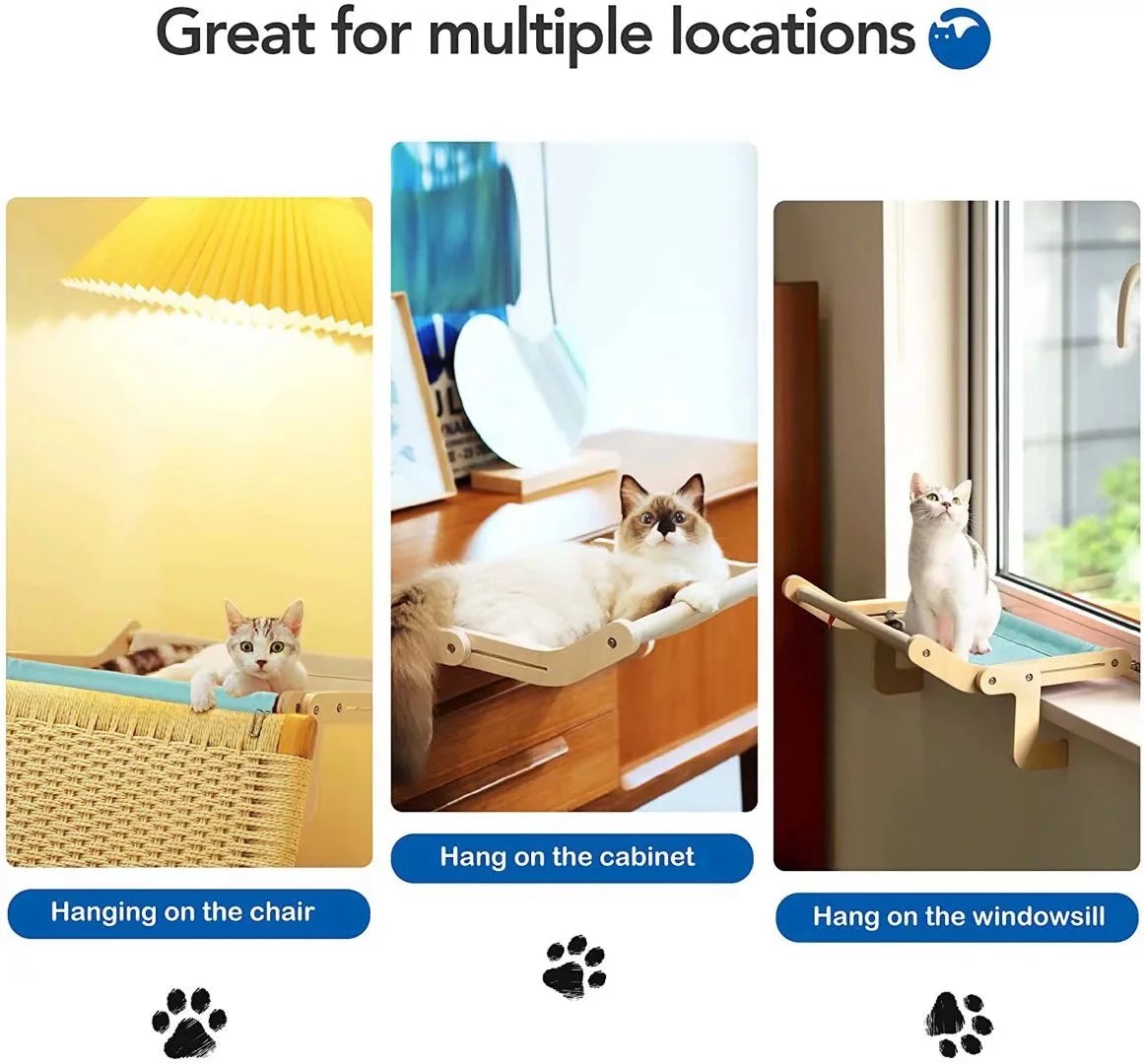 Medium Cat Window Perch Lounge Hammock Seat Bed for Indoor Cats, Blue