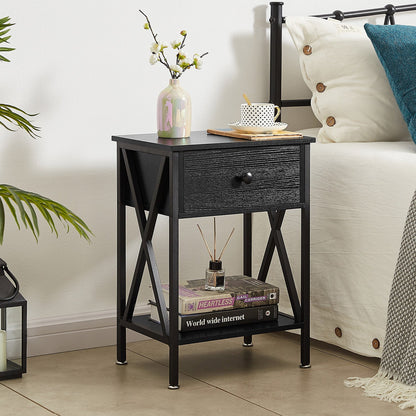 Transitional 3-Piece Queen Bedroom Set in Black and Rustic Brown Wood
