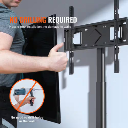 TV Stand Mount, Swivel Tall TV Stand for 32 In. to 65 In. Tvs, Height Adjustable Portable Floor TV Stand