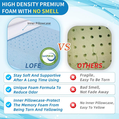 2.5-Inch Thin Memory Foam Pillow for Stomach Sleepers - King Size Hypoallergenic Flat Pillow with Dual Pillowcases for Enhanced Spinal Support and Breathing Comfort
