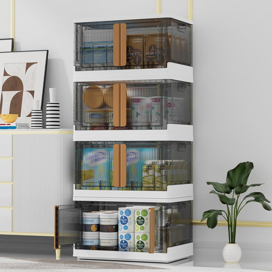 4 Packs Folding Box Storage Bins with Lids 