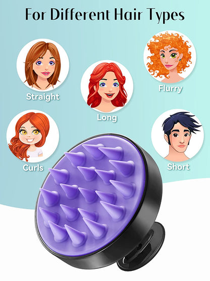 Silicone Scalp Massager and Shampoo Brush for Hair Growth, Exfoliation, and Dandruff Removal - Suitable for All Hair Types, Black