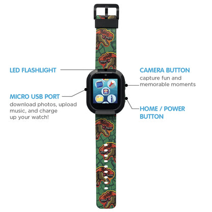 Children's Smartwatch with Bluetooth Headphones featuring Dinosaur Design and Illuminating Effects