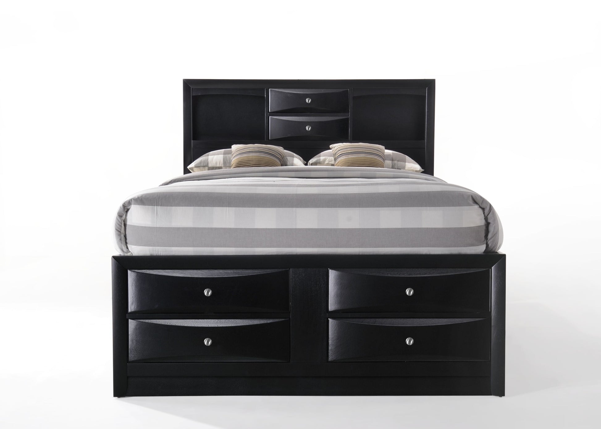Ireland Full Bed with Storage in Black Rubberwood, Available in Multiple Sizes