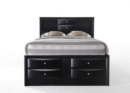 Ireland Full Bed with Storage in Black Rubberwood, Available in Multiple Sizes