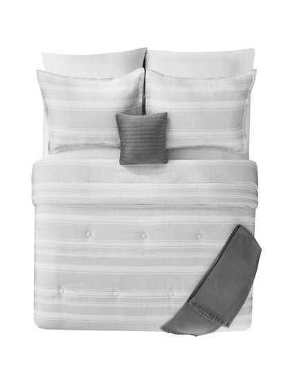 King Size 5-Piece Black and White Striped Comforter Set