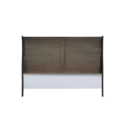 Louis Philippe Gray Wood Frame King Panel Bed with Low Profile Footboard