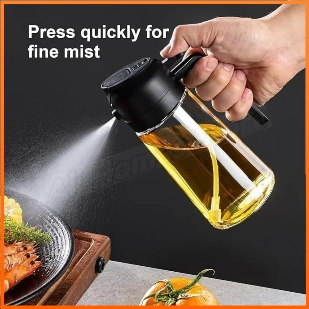 Spray for Olive Oil Dispenser Plastic 2 in 1 Oil Spray&Pour Oil Mister Bottle Cooking BBQ Baking Airfryer 500ML for Oil Bottles